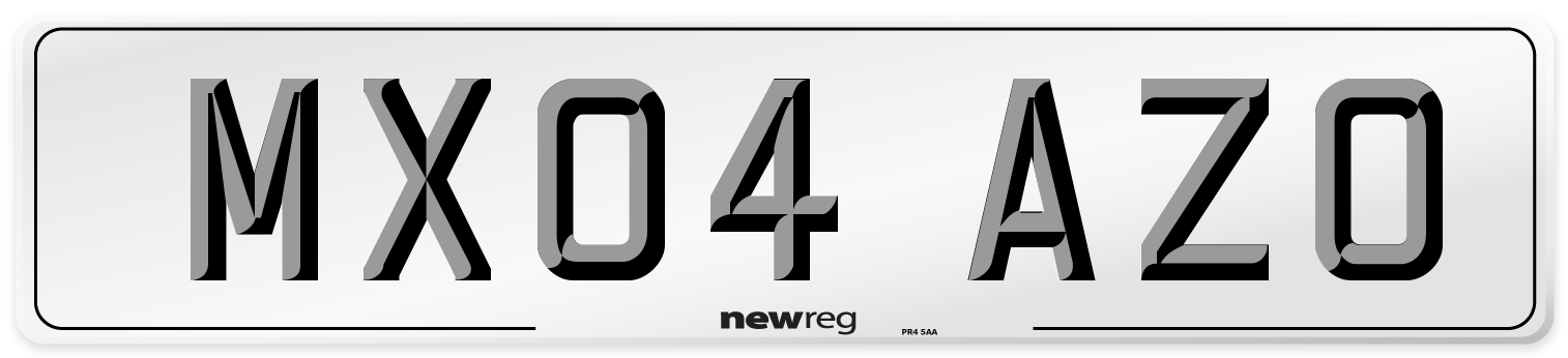 MX04 AZO Number Plate from New Reg